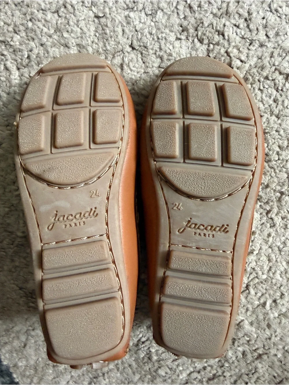 Jacadi Paris Brown Leather Children Moccasin-Style Loafer Shoe- Size 24
